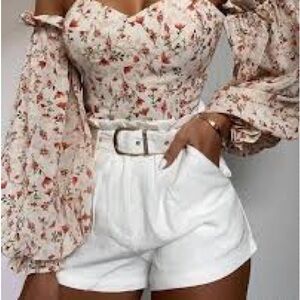 Belle Paperbag Shorts in Cream